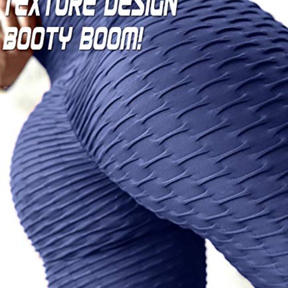 Navy High Waisted Ruched Booty Leggings Workout - Picture 3 of 6